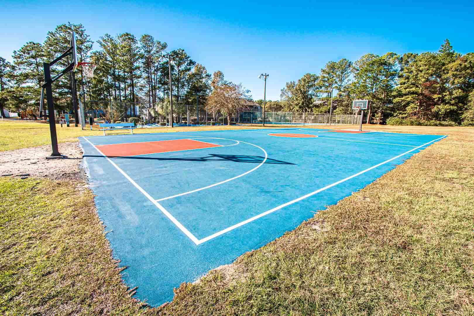 full size outdoor basketball court  at VRI's Sandcastle Village in New Bern, North Carolina.
